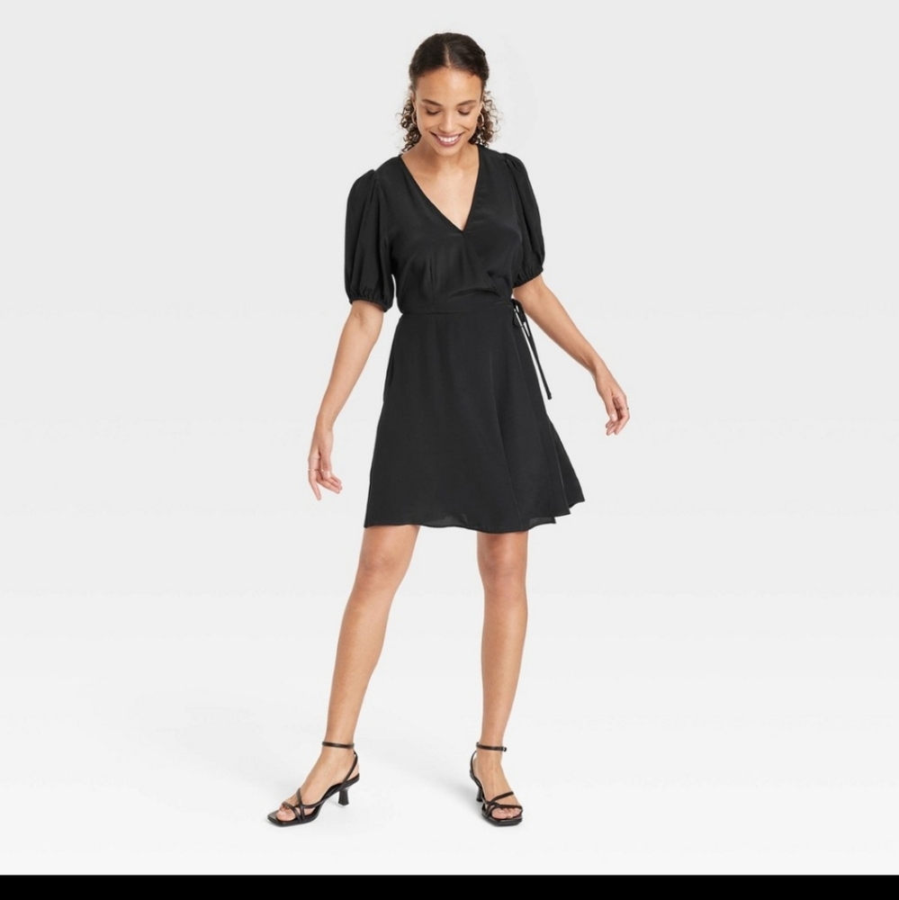 A New Day black short sleeve wrap dress